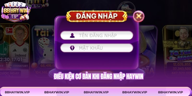 Điều kiện cơ bản khi đăng nhập Haywin